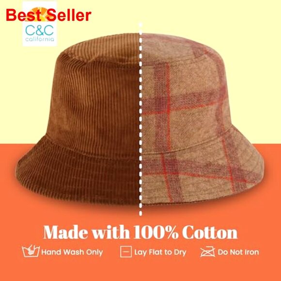 Gingham Check Fedora Hat - Manhattan Trilby Corduroy Banded  Reversible Corduroy and Plaid Packable Travel Hat, Wide Brim Summer Hat
